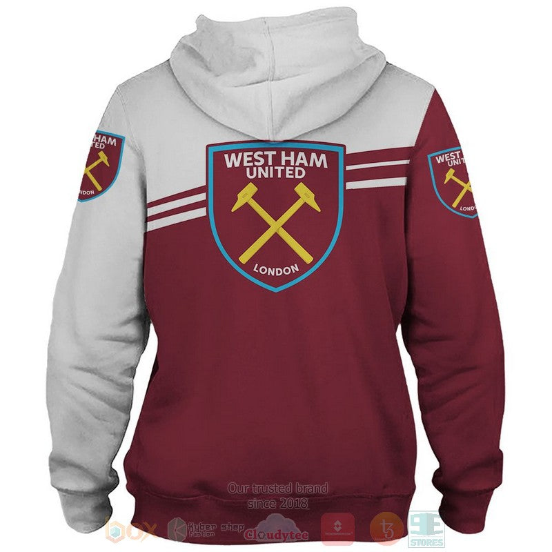 West Ham United FC Rot Weiß Reißverschluss-Hoodie