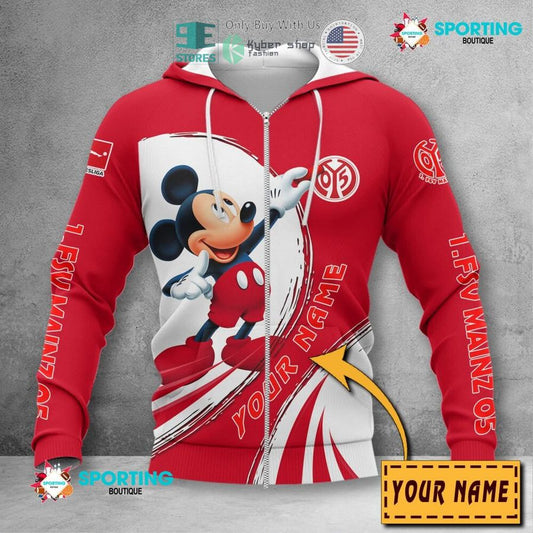 1. FSV Mainz 05 Individueller Name Mickey Reißverschluss-Hoodie
