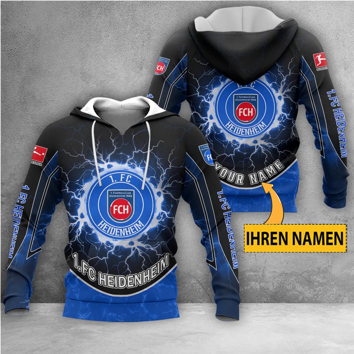 1. FC Heidenheim Individueller Name Neue Edition Kapuzenpullover