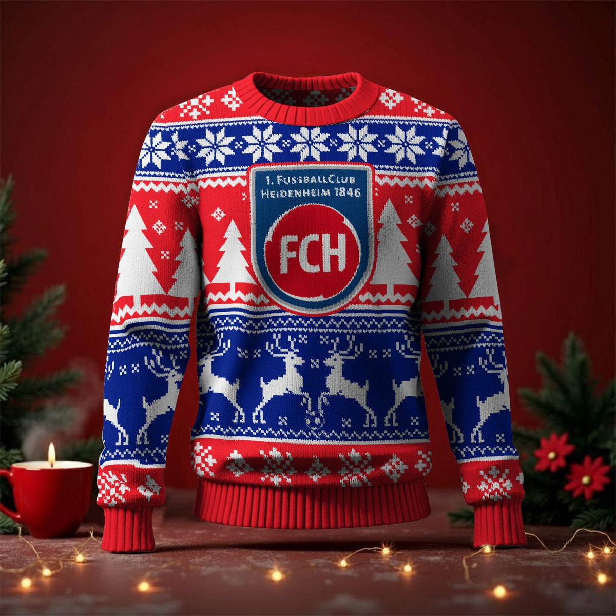 1. FC Heidenheim Fan Edition Weihnachtspullover im neuen Design