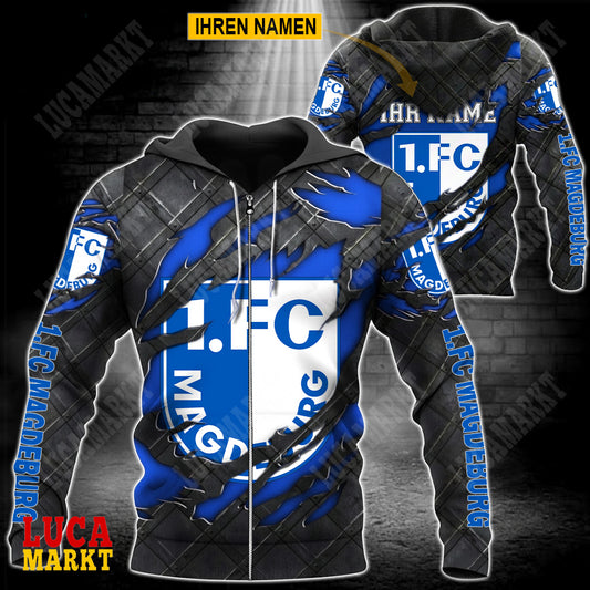 1. FC Magdeburg - Reißverschluss-Hoodie Neue Edition mit Ihrem Namen