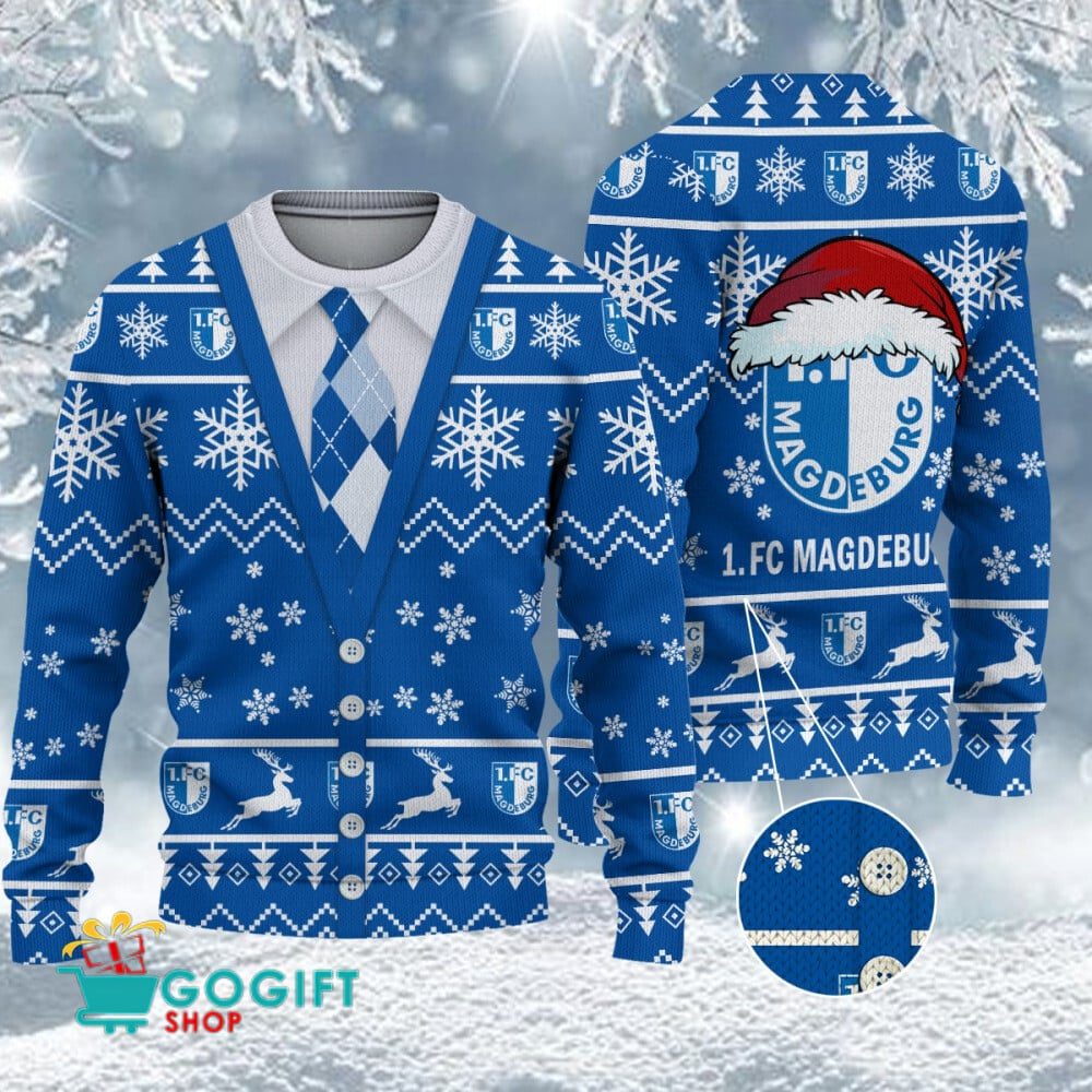 1. FC Magdeburg Neuer Stil Weihnachtspullover