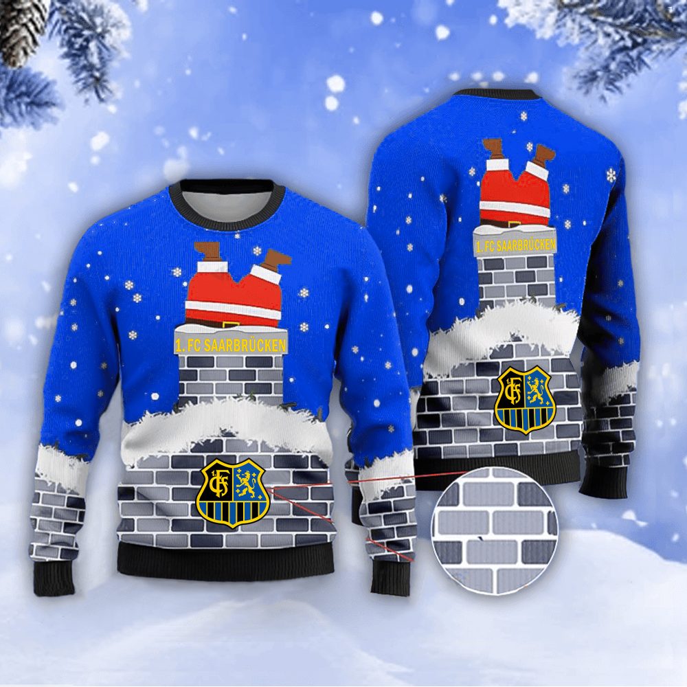 Neues Modell: 1. FC Saarbrücken Weihnachtspullover mit Weihnachtsmann-Motiv