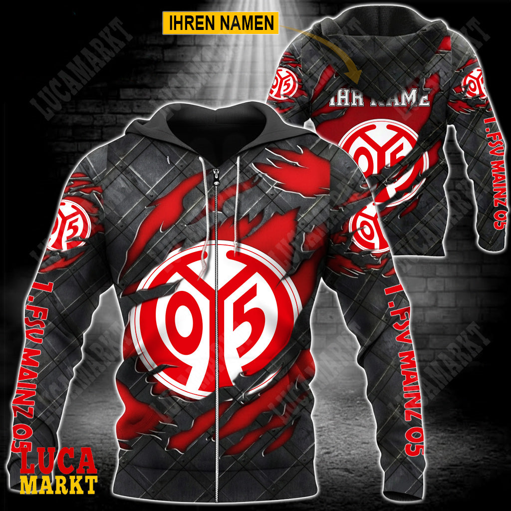 1. FSV Mainz 05 - Reißverschluss-Hoodie Neue Edition mit Ihrem Namen