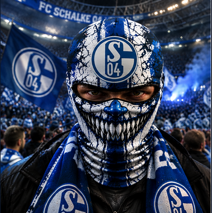 FC Schalke 04 Horror Balaclava – Gruselige Fußball Fan Sturmhaube | Halloween Maske