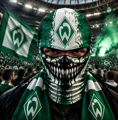 SV Werder Bremen Horror Balaclava – Gruselige Fußball Fan Sturmhaube | Halloween Maske