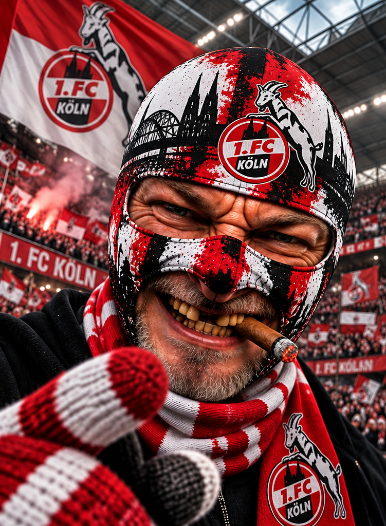 1. FC Köln Lustige Fan Balaclava – Fußball Sturmhaube