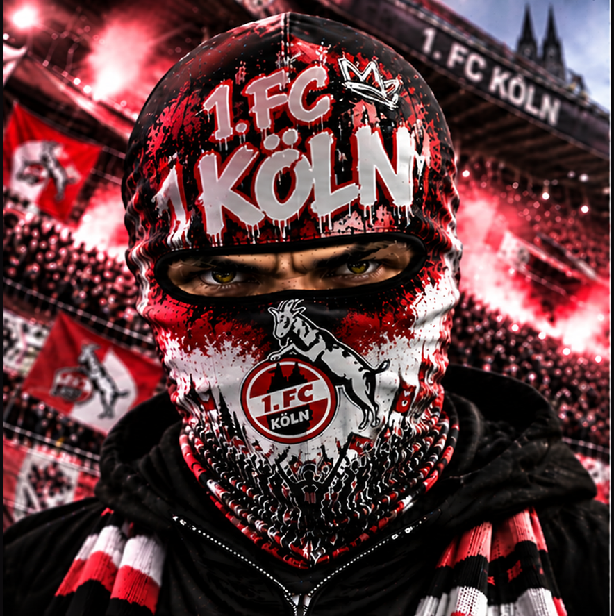 1. FC Köln Ultras Graffiti Balaclava – Fußball Fan Sturmhaube | Premium Streetwear Edition