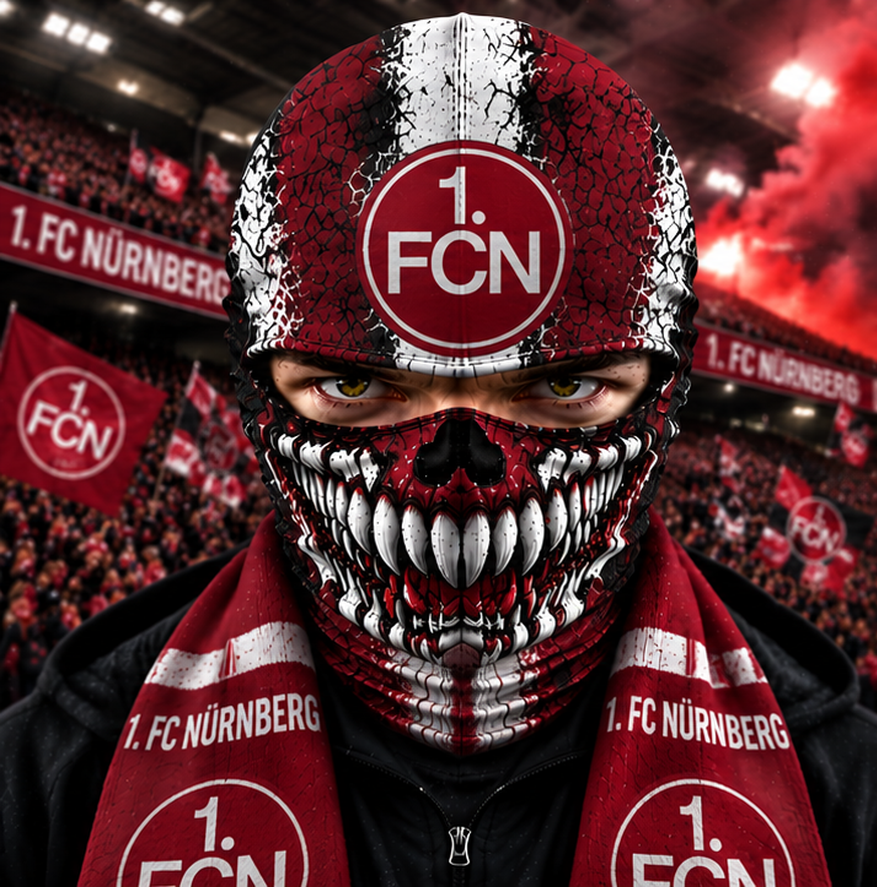 1. FC Nürnberg Horror Balaclava – Gruselige Fußball Fan Sturmhaube | Halloween Maske