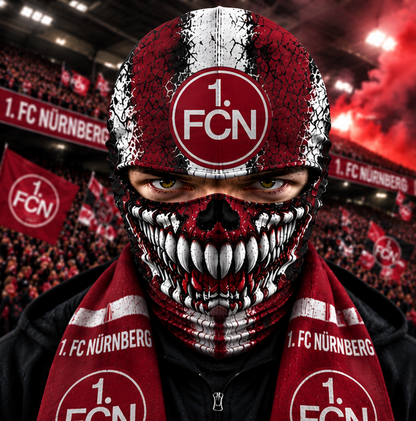 1. FC Nürnberg Horror Balaclava – Gruselige Fußball Fan Sturmhaube | Halloween Maske