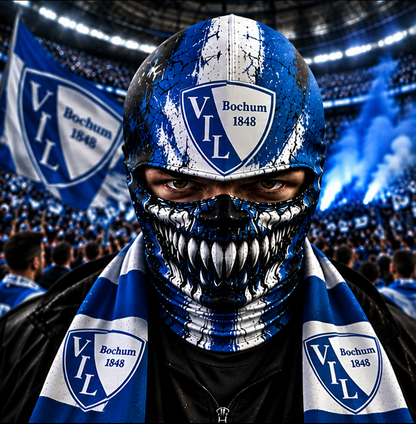 VfL Bochum Horror Balaclava – Gruselige Fußball Fan Sturmhaube | Halloween Maske
