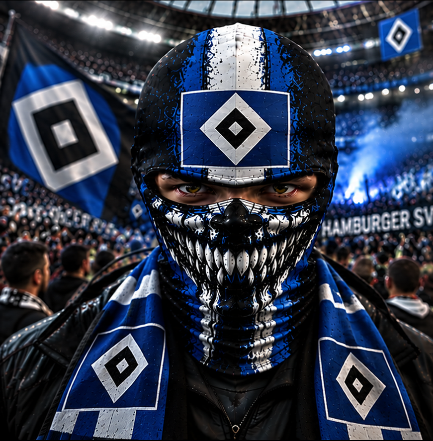Hamburger SV Horror Balaclava – Gruselige Fußball Fan Sturmhaube | Halloween Maske