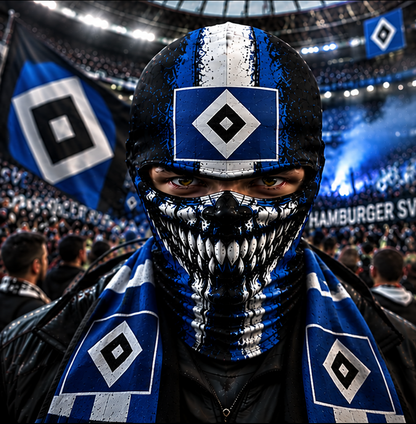 Hamburger SV Horror Balaclava – Gruselige Fußball Fan Sturmhaube | Halloween Maske