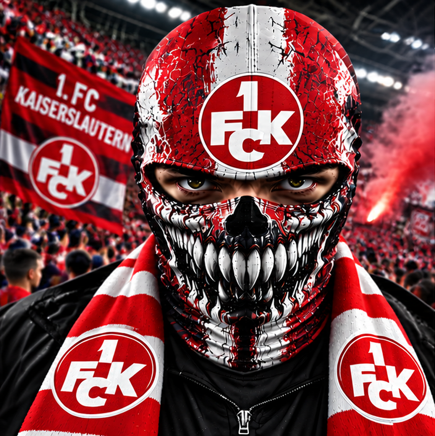 1. FC Kaiserslautern Horror Balaclava – Gruselige Fußball Fan Sturmhaube | Halloween Maske