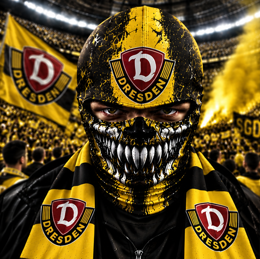 Dynamo Dresden Horror Balaclava – Gruselige Fußball Fan Sturmhaube | Halloween Maske