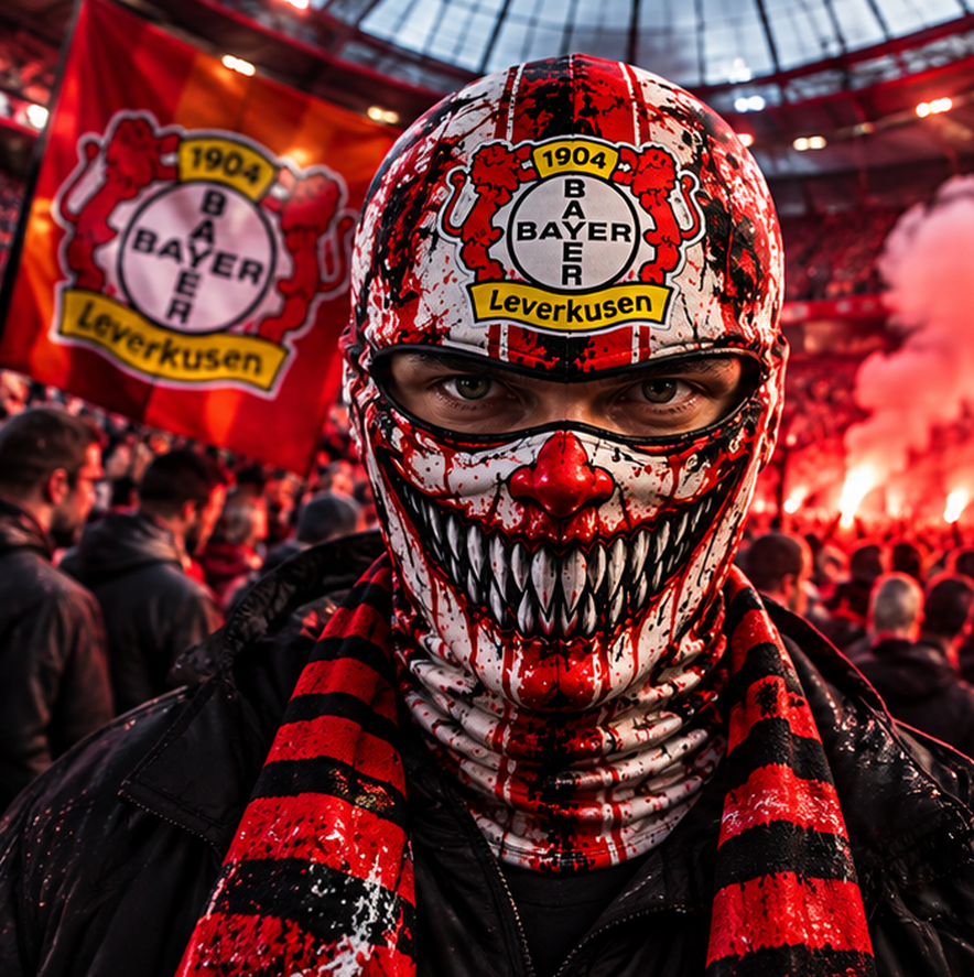 Bayer 04 Leverkusen Horror Balaclava – Gruselige Fußball Fan Sturmhaube | Halloween Maske