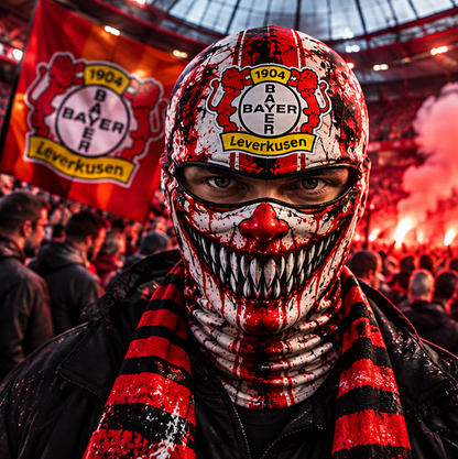 Bayer 04 Leverkusen Horror Balaclava – Gruselige Fußball Fan Sturmhaube | Halloween Maske