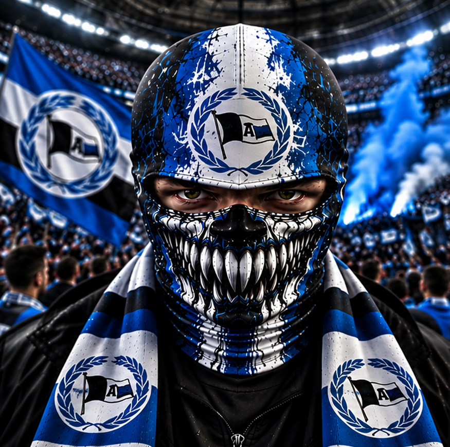 Arminia Bielefeld Horror Balaclava – Gruselige Fußball Fan Sturmhaube | Halloween Maske