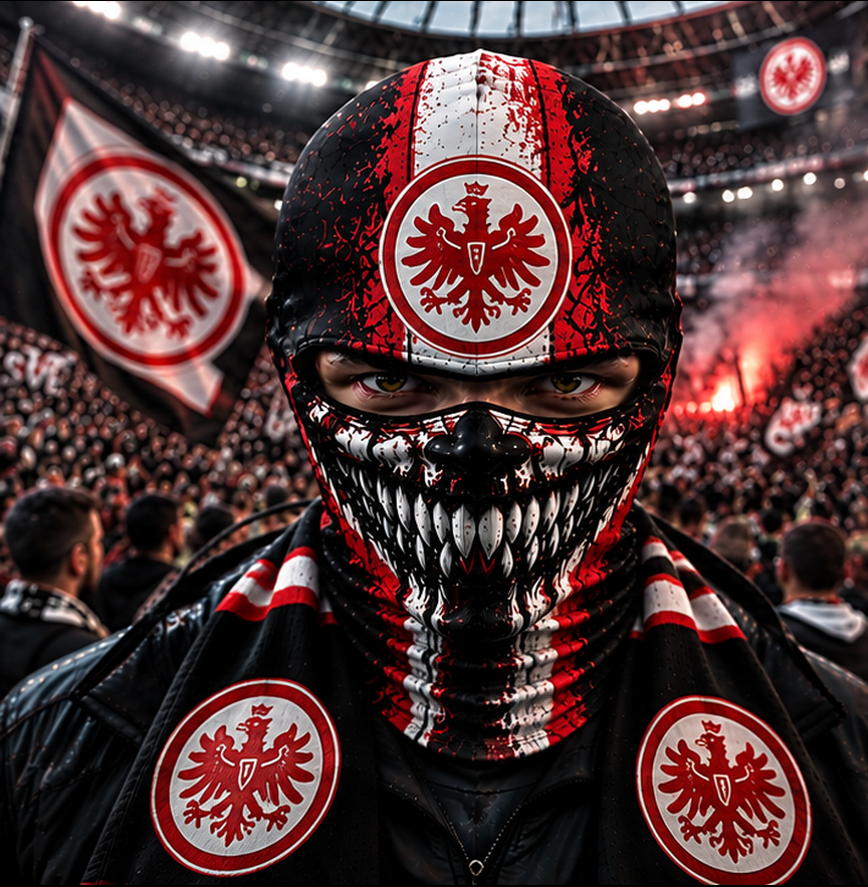 Eintracht Frankfurt Horror Balaclava – Gruselige Fußball Fan Sturmhaube | Halloween Maske