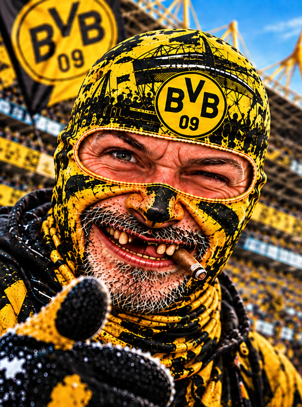 Borussia Dortmund Lustige Fan Balaclava – Fußball Sturmhaube