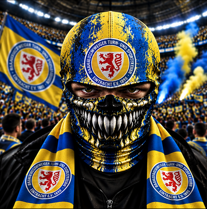 Eintracht Braunschweig Horror Balaclava – Gruselige Fußball Fan Sturmhaube | Halloween Maske