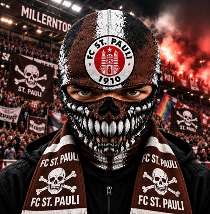 FC St. Pauli Horror Balaclava – Gruselige Fußball Fan Sturmhaube | Halloween Maske