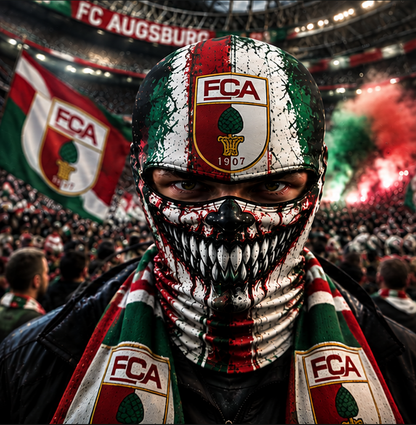 FC Augsburg Horror Balaclava – Gruselige Fußball Fan Sturmhaube | Halloween Maske