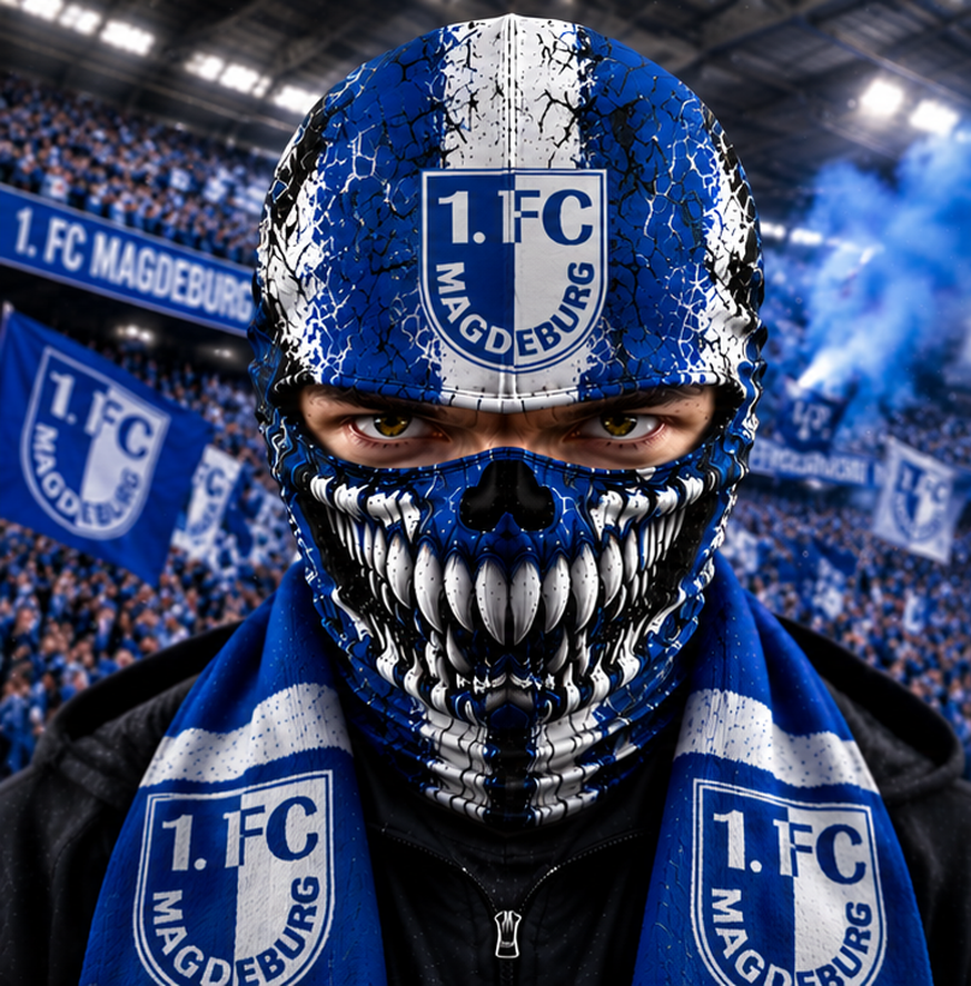1. FC Magdeburg Horror Balaclava – Gruselige Fußball Fan Sturmhaube | Halloween Maske