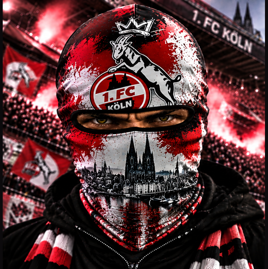 1. FC Köln Ultras Graffiti Balaclava – Fußball Fan Sturmhaube | Premium Streetwear Edition