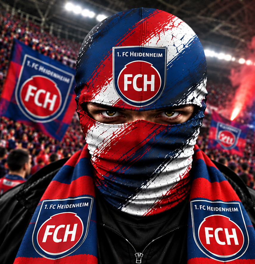 1. FC Heidenheim Horror Balaclava – Gruselige Fußball Fan Sturmhaube | Halloween Maske