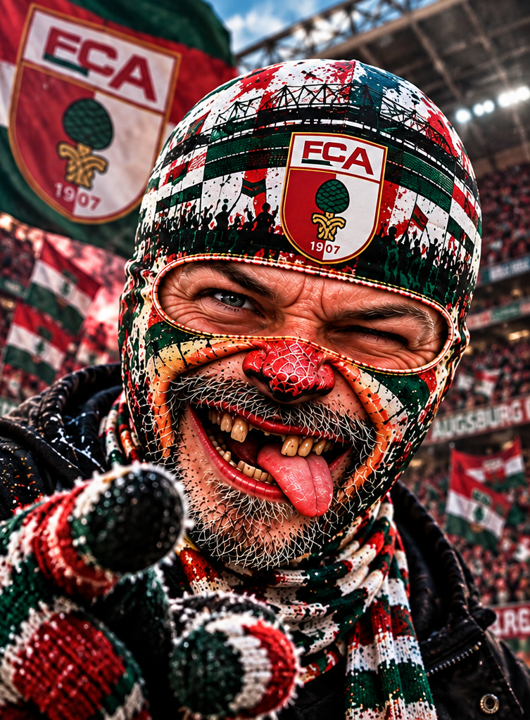 FC Augsburg Lustige Fan Balaclava – Fußball Sturmhaube