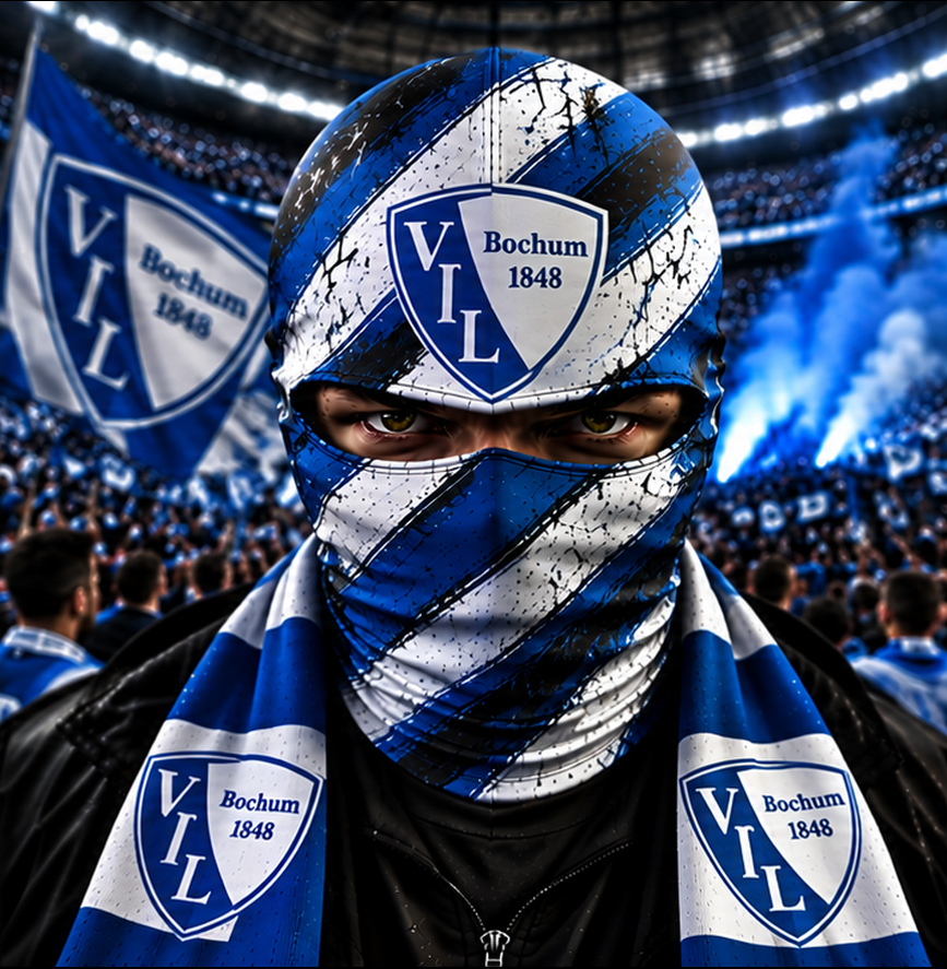 VfL Bochum Horror Balaclava – Gruselige Fußball Fan Sturmhaube | Halloween Maske
