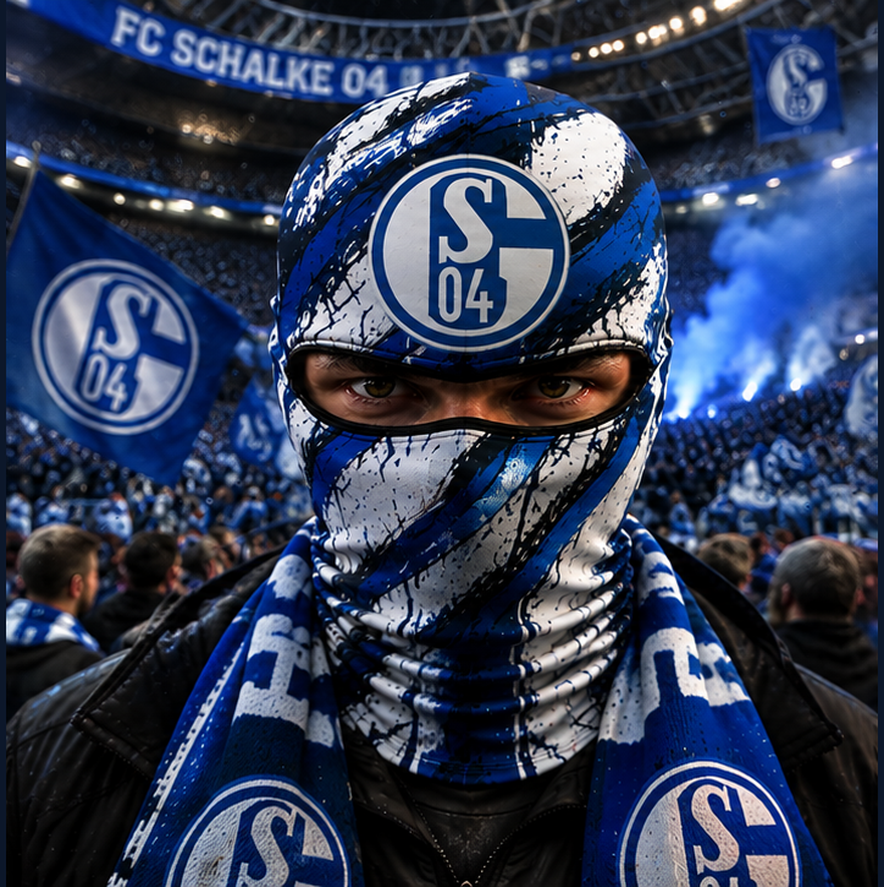 FC Schalke 04 Horror Balaclava – Gruselige Fußball Fan Sturmhaube | Halloween Maske