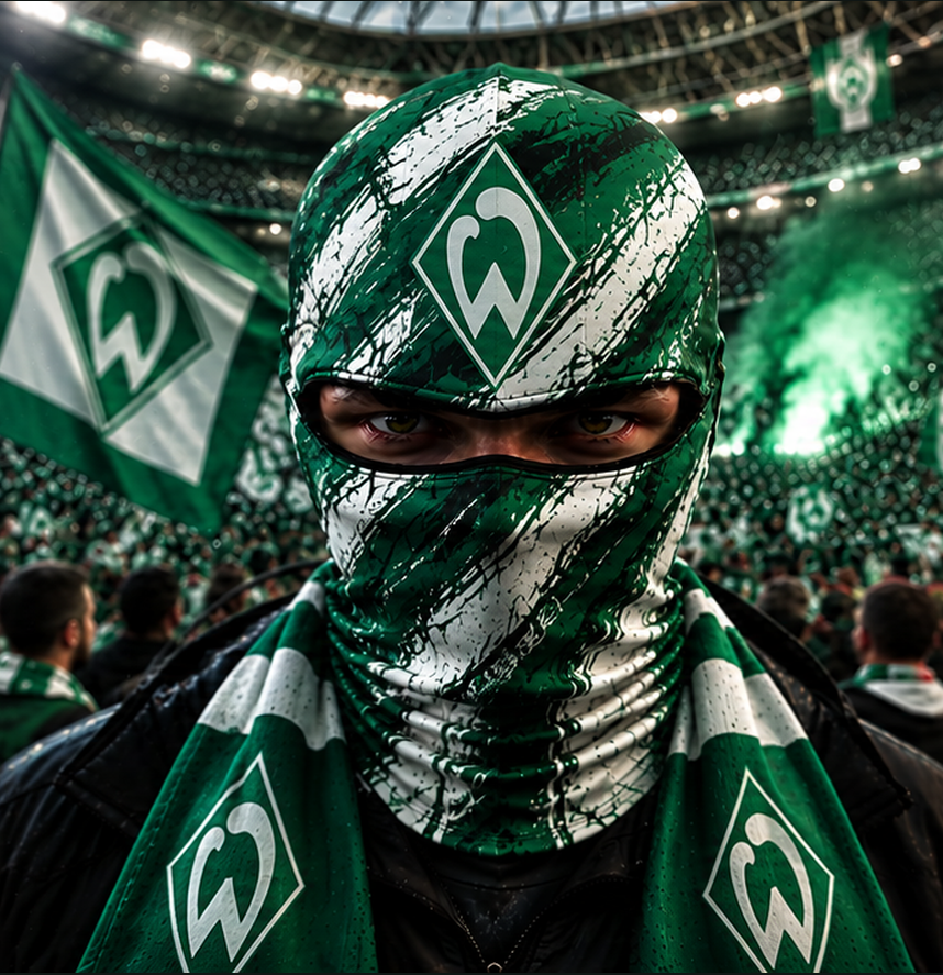 SV Werder Bremen Horror Balaclava – Gruselige Fußball Fan Sturmhaube | Halloween Maske