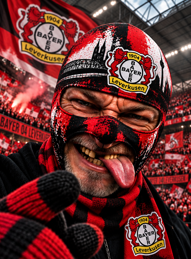 Bayer 04 Leverkusen Lustige Fan Balaclava – Fußball Sturmhaube