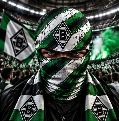 Borussia Mönchengladbach Horror Balaclava – Gruselige Fußball Fan Sturmhaube | Halloween Maske