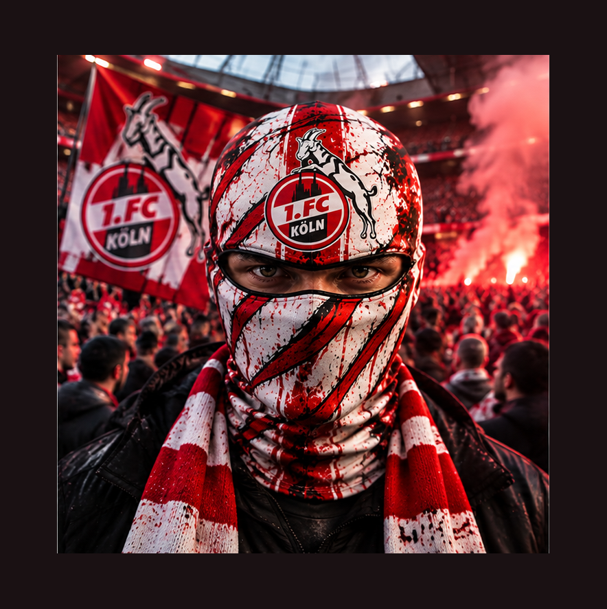 1. FC Köln Horror Balaclava – Gruselige Fußball Fan Sturmhaube | Halloween Maske