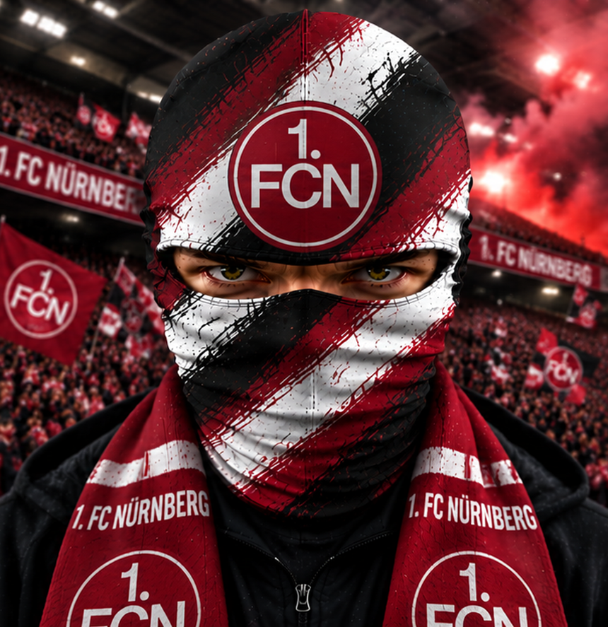 1. FC Nürnberg Horror Balaclava – Gruselige Fußball Fan Sturmhaube | Halloween Maske