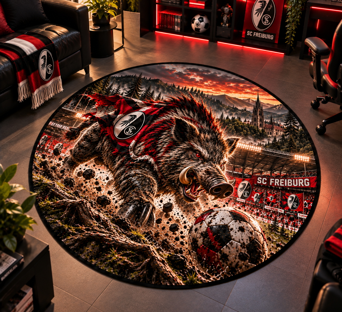 SC Freiburg Club Beast Runder Teppich – Fußball-Power für echte Fans