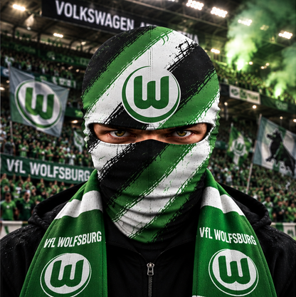 VfL Wolfsburg Horror Balaclava – Gruselige Fußball Fan Sturmhaube | Halloween Maske