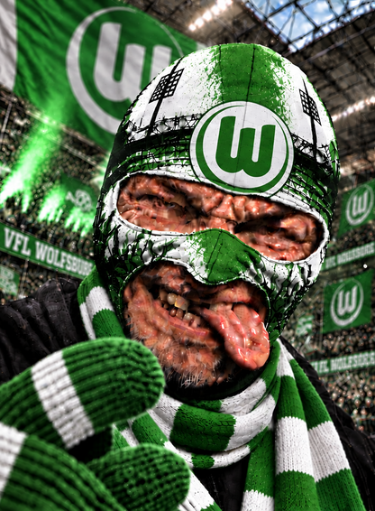VfL Wolfsburg Lustige Fan Balaclava – Fußball Sturmhaube