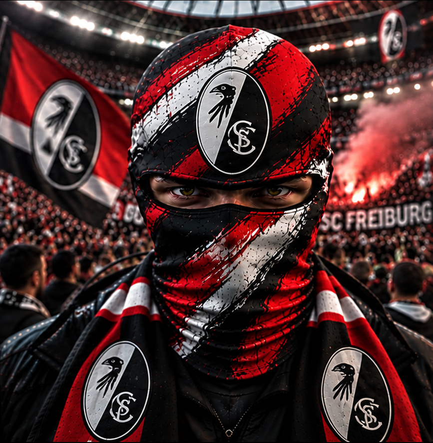 SC Freiburg Horror Balaclava – Gruselige Fußball Fan Sturmhaube | Halloween Maske
