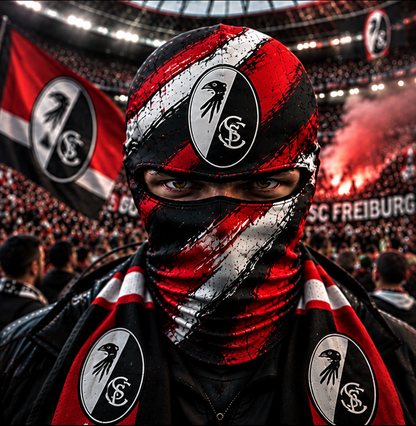 SC Freiburg Horror Balaclava – Gruselige Fußball Fan Sturmhaube | Halloween Maske