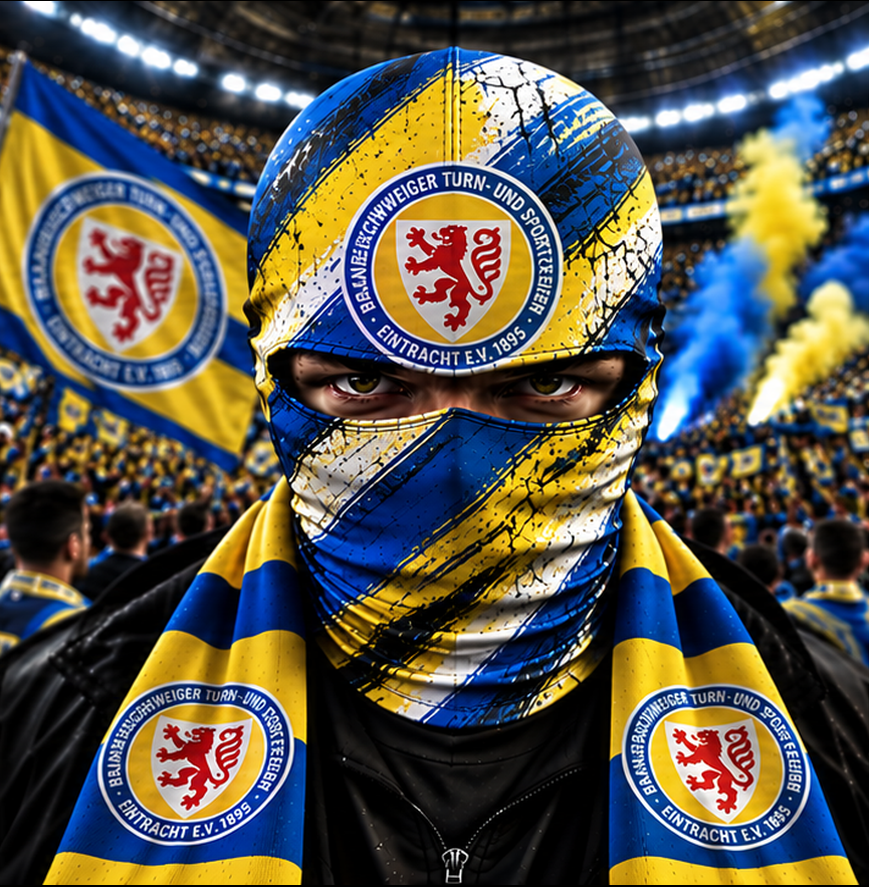 Eintracht Braunschweig Horror Balaclava – Gruselige Fußball Fan Sturmhaube | Halloween Maske