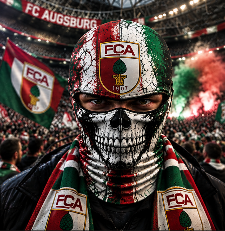 FC Augsburg Horror Balaclava – Gruselige Fußball Fan Sturmhaube | Halloween Maske