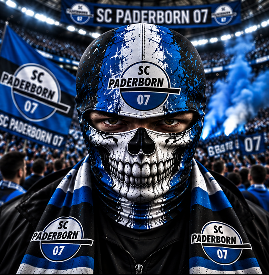 SC Paderborn 07 Horror Balaclava – Gruselige Fußball Fan Sturmhaube | Halloween Maske
