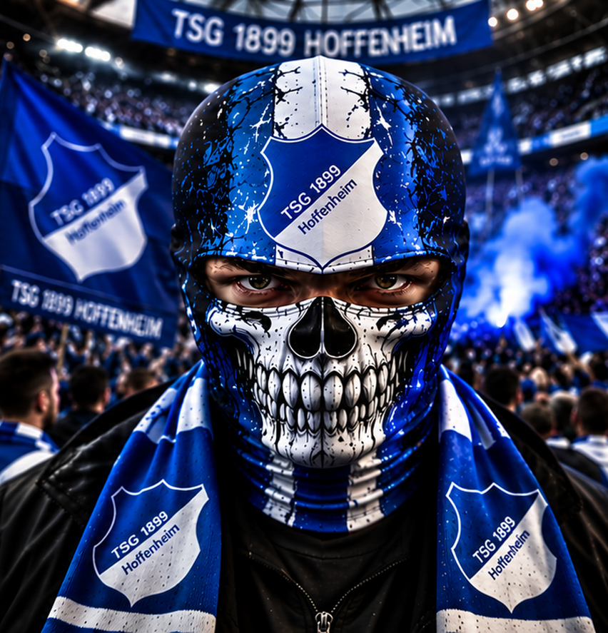 TSG Hoffenheim Horror Balaclava – Gruselige Fußball Fan Sturmhaube | Halloween Maske