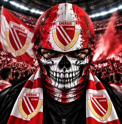 Energie Cottbus Horror Balaclava – Gruselige Fußball Fan Sturmhaube | Halloween Maske