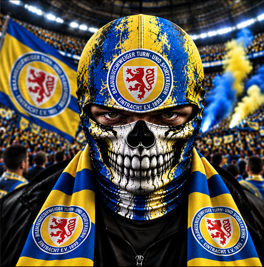 Eintracht Braunschweig Horror Balaclava – Gruselige Fußball Fan Sturmhaube | Halloween Maske