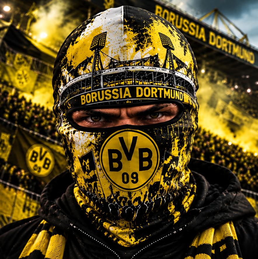 Borussia Dortmund Ultras Graffiti Balaclava – Fußball Fan Sturmhaube | Premium Streetwear Edition